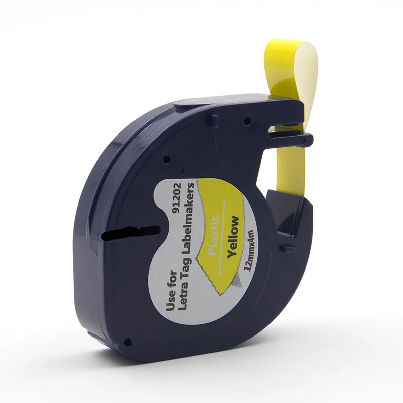 Black on Yellow Absonic 12 мм 12267 91201 Labelprinter Dymo Letratag пластиковая лента 91202 91203 91204 91205 этикетка производитель совместимый для Dymo LT-100H - Цвет: Black on Yellow