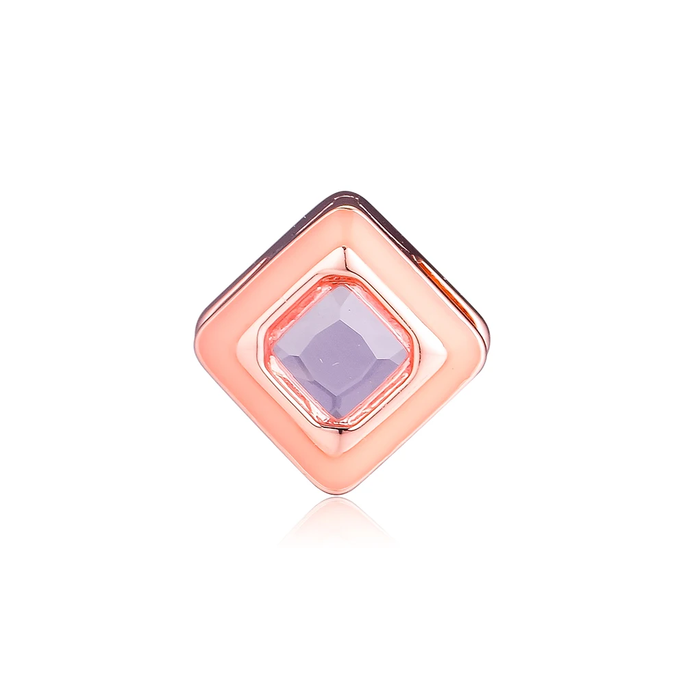 

CKK Sparkling Pink Square Clip Beads Charms 925 Sterling Silver For Jewelry Making Fits Reflexions Bracelet Kralen Berloque