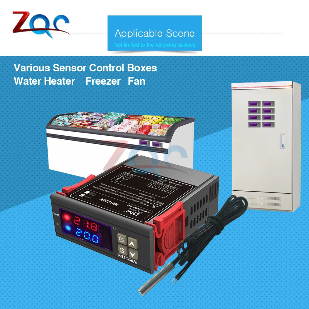 MH1220W DC 12 V-72 V AC 110V 220V термометр температуры светодиодный цифровой регулятор