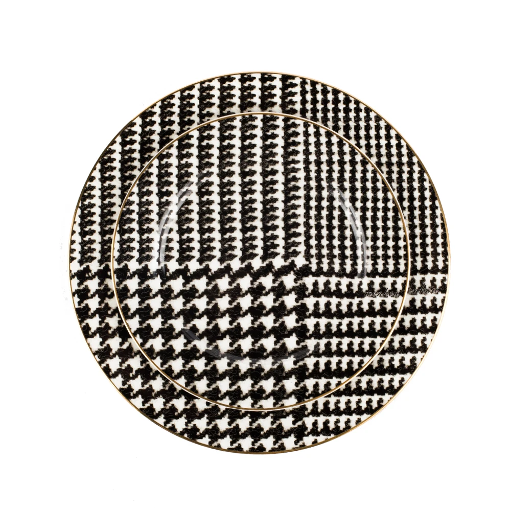 

Etro Flat Plate New Plate Home Kitchen Tableware Steak Plate Disc Home Houndstooth Luxury Phnom Penh plate