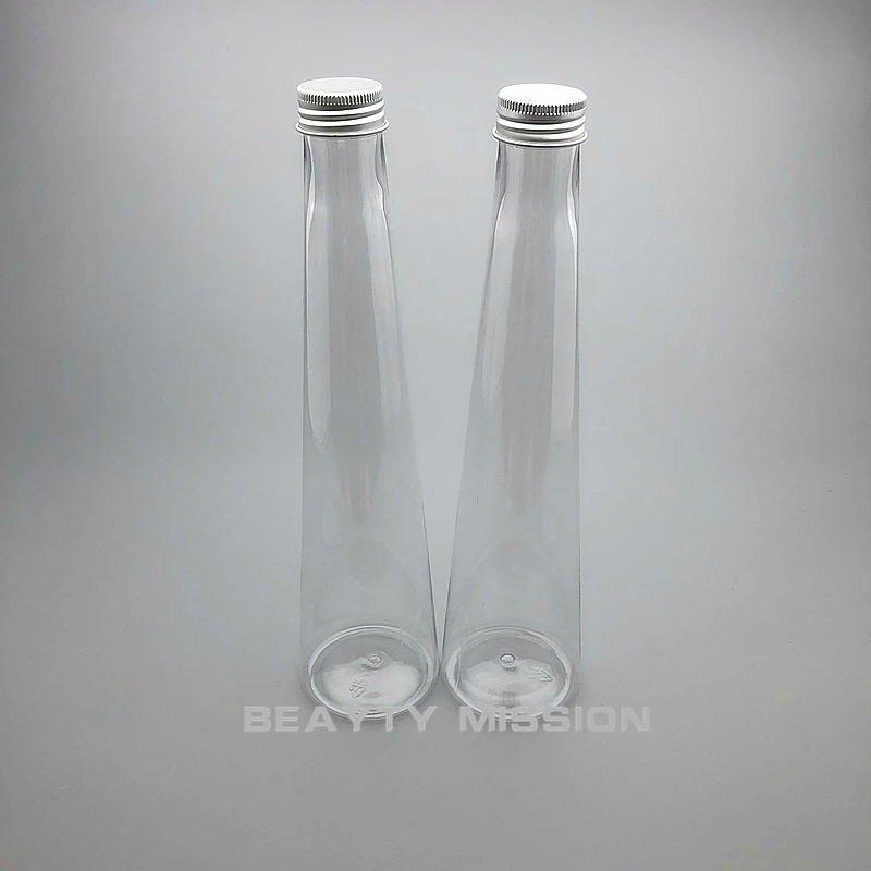 Transparent 350ml 12 pcs Tower shape Empty Cold Tea/Juice Water Bottle Aluminum Cap PET Thickening Refillable Creative Bottles | Красота и