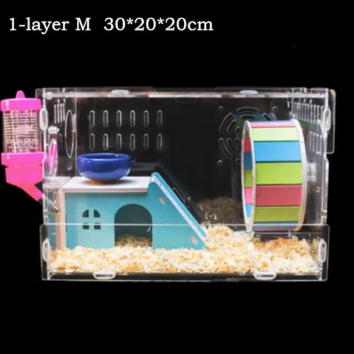 One Layer M Роскошная клетка для хомяка, постельные принадлежности, большая клетка для морской свинки, акриловая клетка для маленьких домашних животных, места обитания мышей, домик, Шиншилла, хорек, аксессуары для хомяка - Цвет: One Layer M