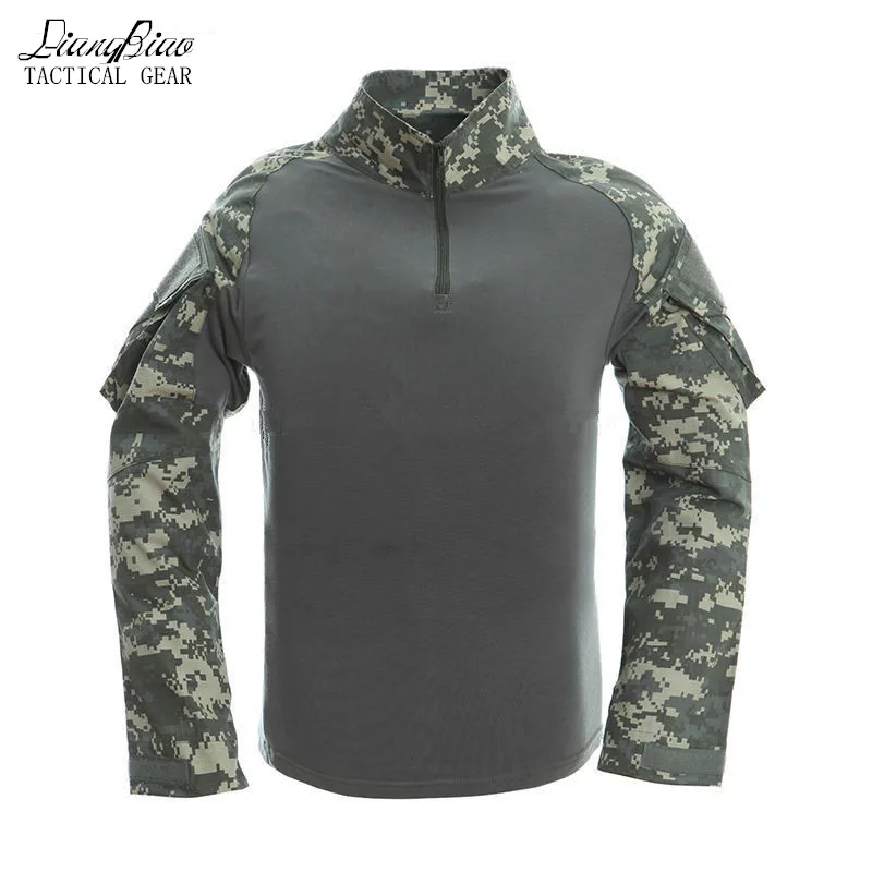 Мужская камуфляжная футболка армейская тактическая с длинным рукавом для охоты |