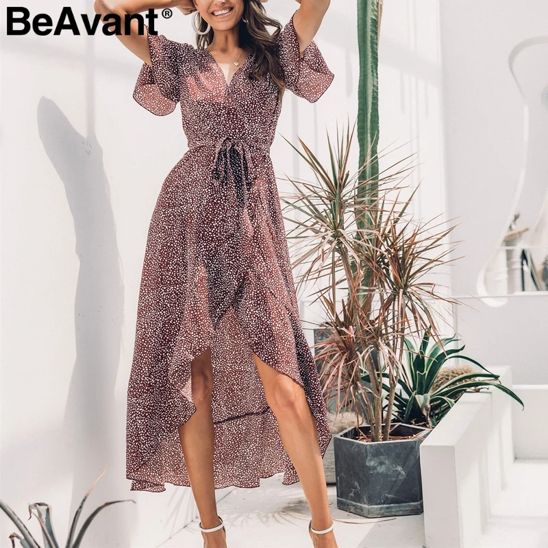 Женское платье с леопардовым принтом BeAvant Элегантное Длинное Платье макси