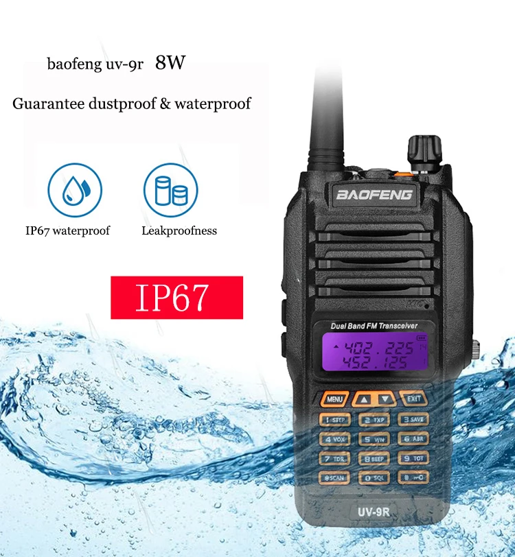baofeng UV-9R UV 9R UV9R для cb комплект рация 2 шт водонепроницаемые 10 км автомобильная портативная рации ham радиостанция трансивер baufeng двухдиновая магнитола радиостанции boafeng телефон радио станция uhf vhf