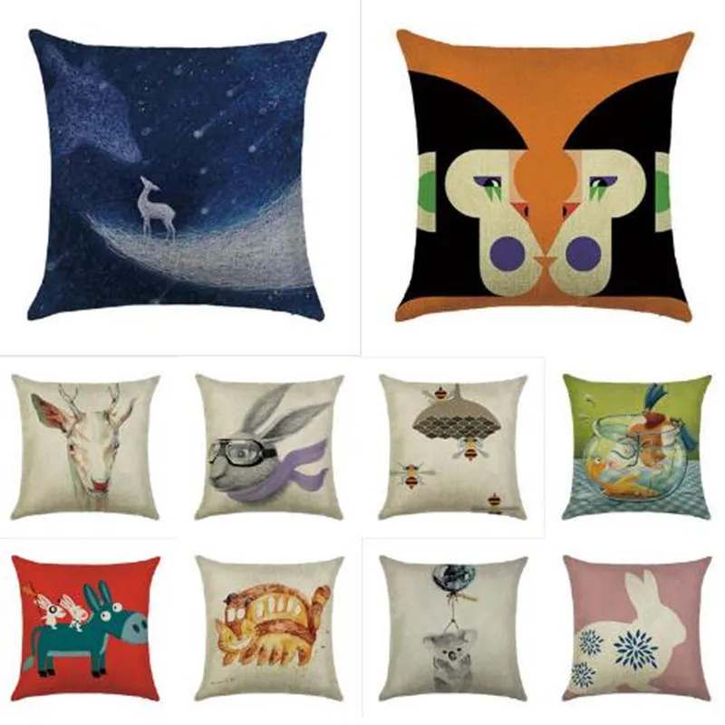 

Cartoon small animal cushion cover linen/cotton throw pillow covers couch cushion covers home decorative pillows