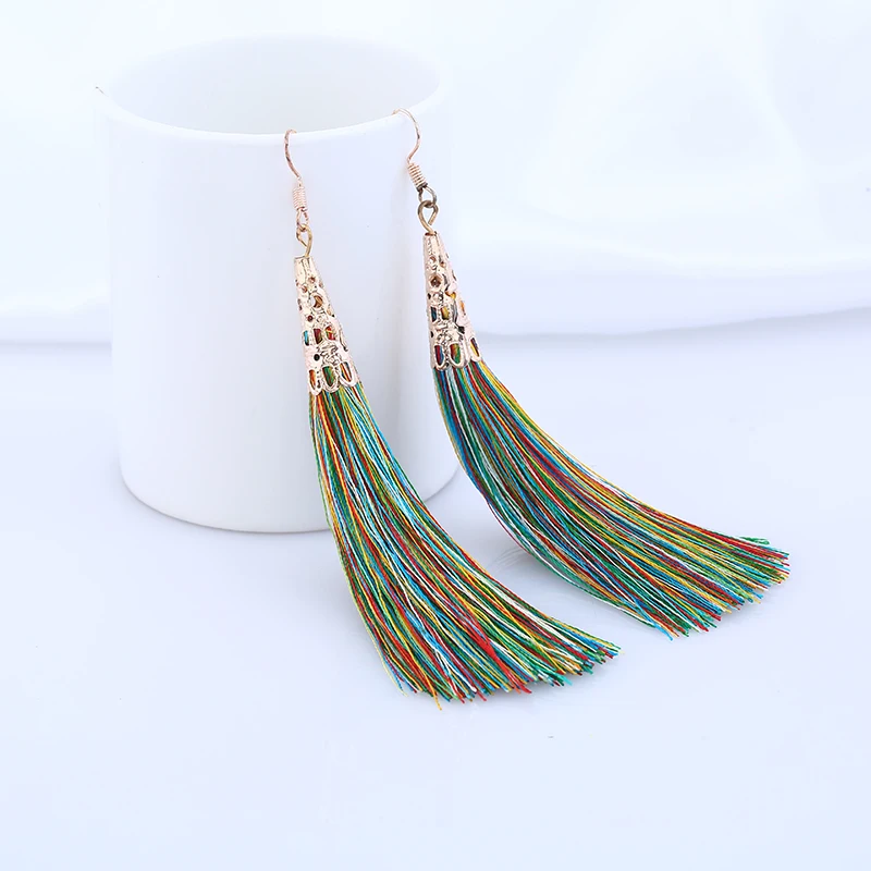 Fashion Long Tassel Earrings Women Bohemian Jewelry Hollow Geometric Pendant | Украшения и аксессуары