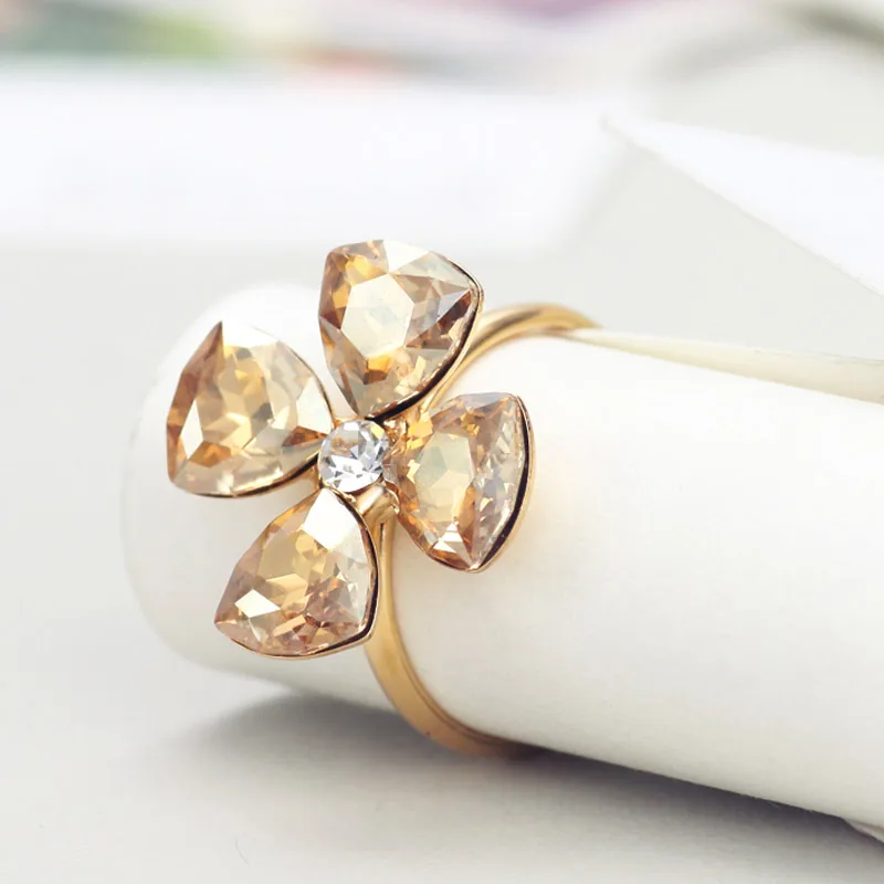 Neoglory Австрия Кристалл и чешские Стразы регулируемое кольцо Изысканный цветочный