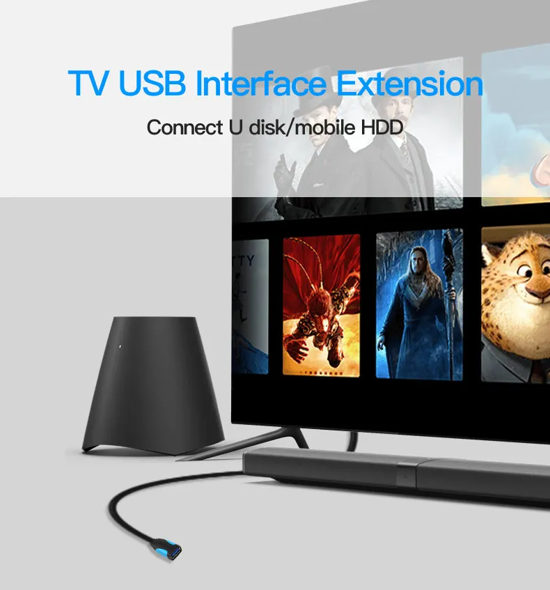 Vention USB кабель-удлинитель USB 3,0 кабель для Smart tv PS4 Xbox One SSD USB3.0 для удлинителя кабеля передачи данных Mini USB удлинитель Cabl
