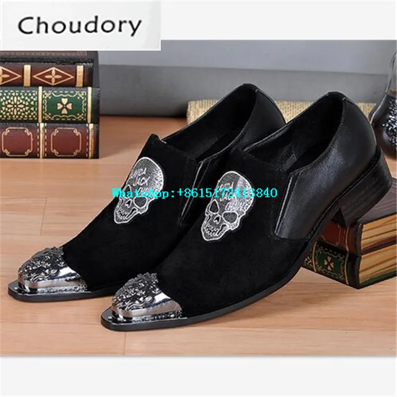 Choudory Дышащий Высота Увеличение Туфли-Черные Мужчины Мокасины Ретро Тотем Острым