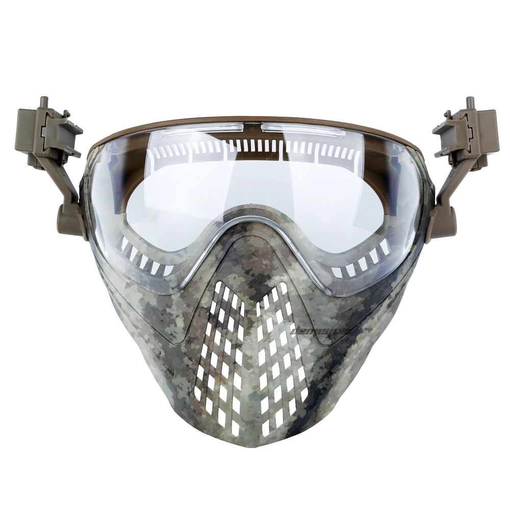 atacs au 3 Lens Tactical Mask Protective Military Shooting Helmet Mask Full Face Outdoor Hunting Wargame CS Airsoft Paintball Masks - Цвет: atacs au