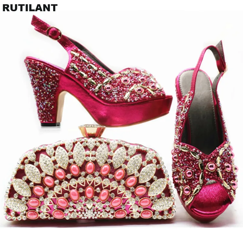 Комплект из итальянских туфель и сумочки для вечеринки женский свадебный