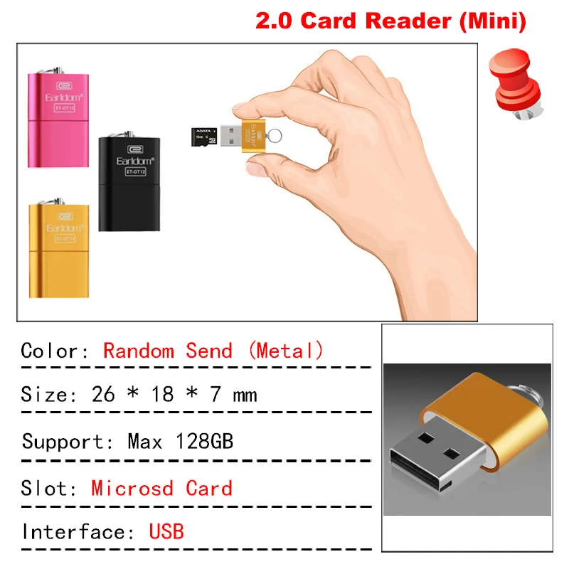 Kuman 2 0 Мини-кардридер USB интерфейс с Micro SD TF слот для карт памяти Y206 флэш-устройство