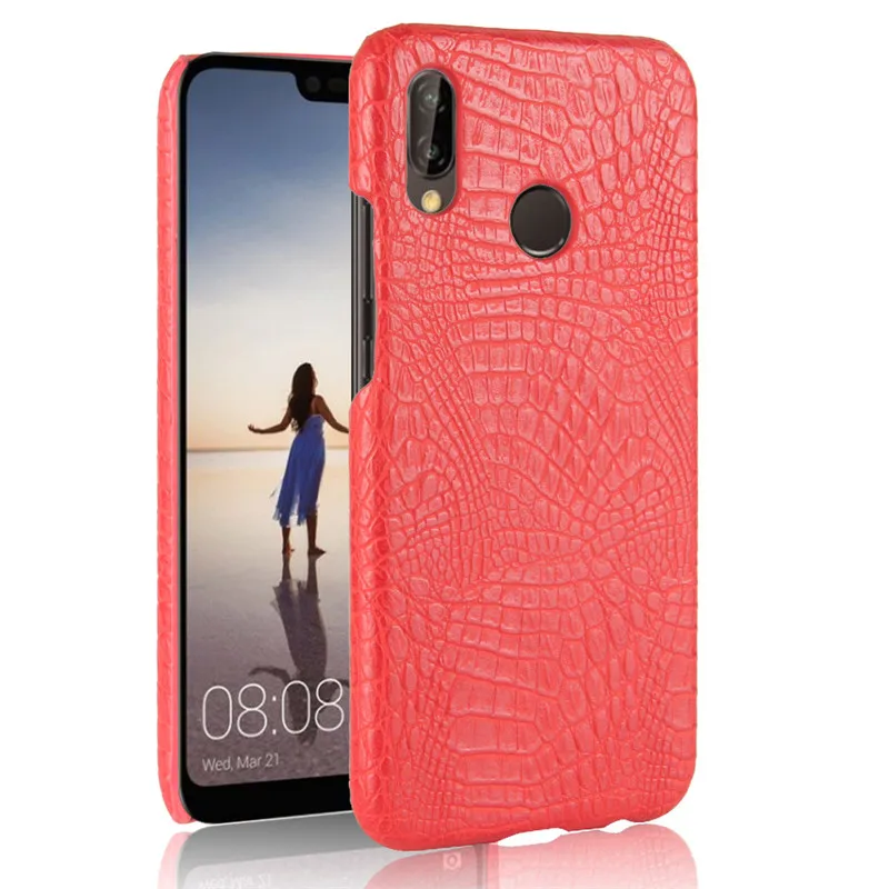 Чехол для Huawei P20 Lite Φ P20Lite Жесткий из поликарбоната с крокодиловым узором + задняя