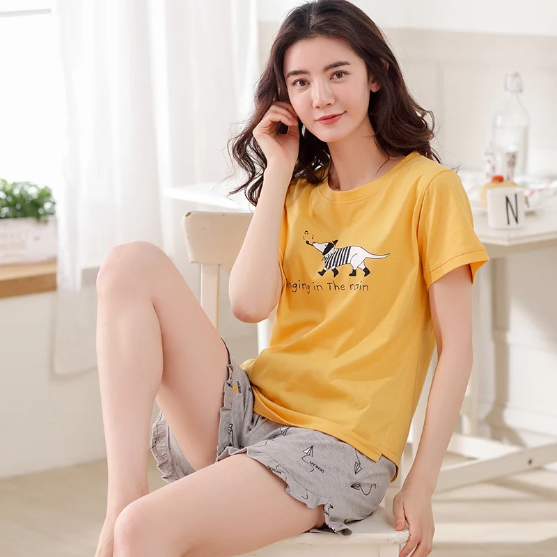 2018 женское нижнее белье милая Пижама с мультяшной собакой рубашки и шорты