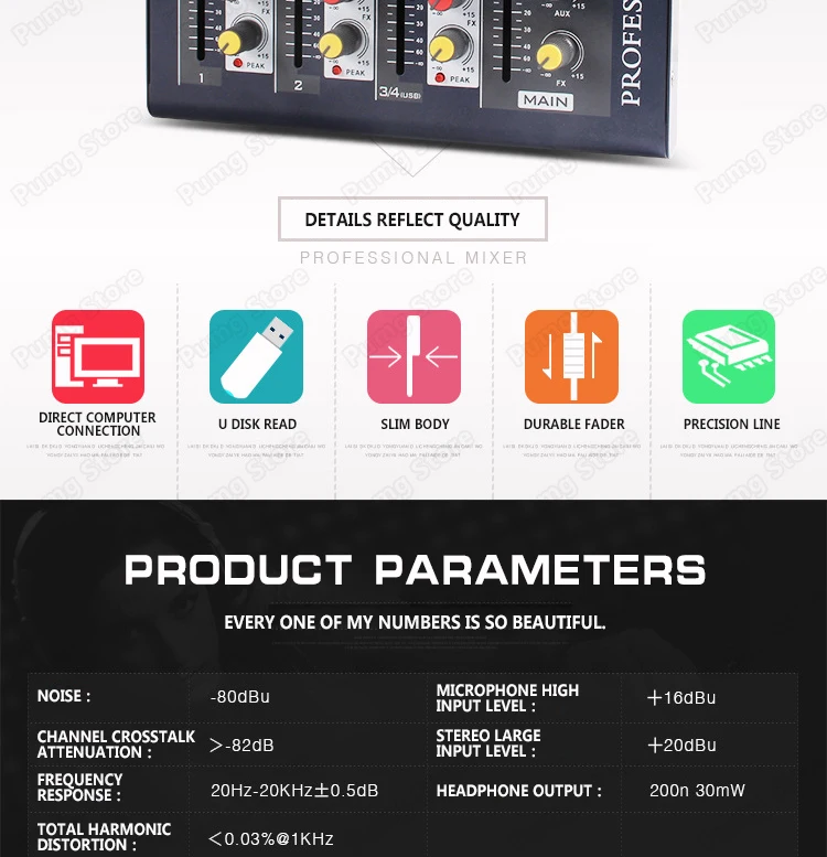 JIY Bluetooth цифровой микрофон DJ микшер процессор эффектов консоль Phantom профессиональный караоке сценический аудио усилитель с USB