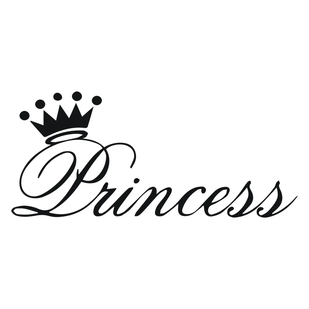 black 250x150mm Car Sticker Anime Beautiful Princess Crown Stickers and Decals Car Styling Decoration Door Body Window Vinyl Stickers - Название цвета: black