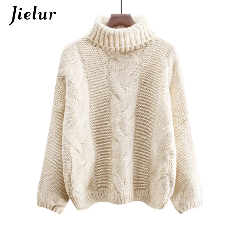 Jielur 4 одноцветное цвет корейская мода Белый Топ Femme Водолазка Теплый осень зима