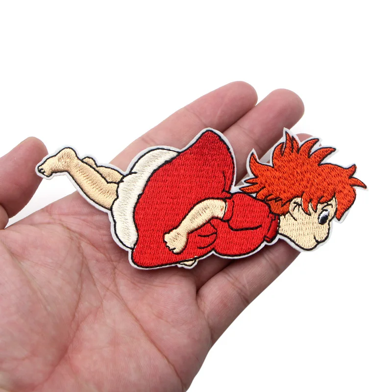 Ponyo на скале аппликационные заплатки Сделай Сам Железный На para обуви джинсы сумка рубашка одежда Джерси наклейки в стиле панк вышитые значки E0073