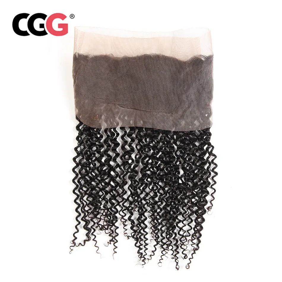 CGG малазийские кудрявые вьющиеся 360 Кружева Фронтальная застежка натуральный