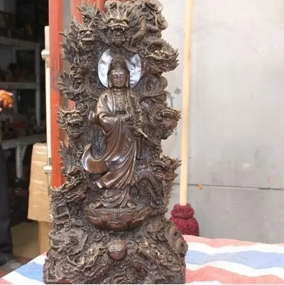 YM 319 60 см Φ Nine Dragon Kwan-Yin Pure китайский буддийский Quanyin | Дом и сад
