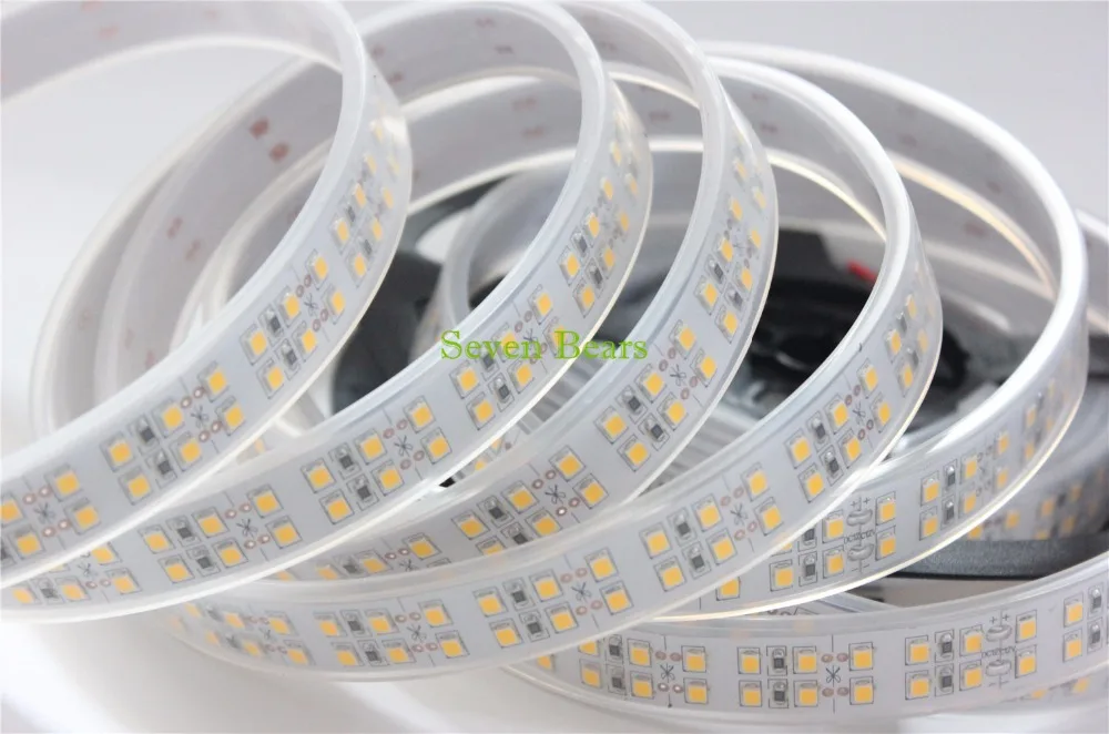 Водонепроницаемая IP67 5 м двухрядная Светодиодная лента 2835 1200 SMD 12 В гибкая
