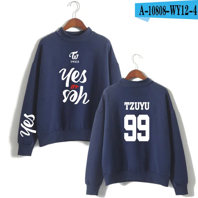 GL navy blue TWICE YES или YES толстовки с принтом Twice Abum корейский капюшон в стиле К-поп Толстовка для мужчин/женщин осень зима спортивный костюм топы - Цвет: GL navy blue