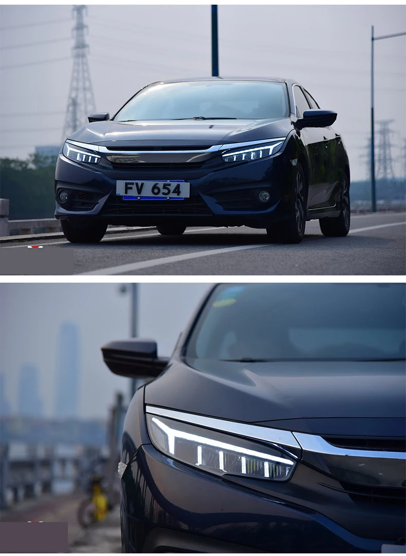 Для Honda Civic головной фары в сборе DRL ксеноновая лампа год передний свет полный светодиодный поворотный свет