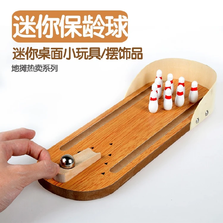

Wooden toy wood office gift desktop creative leisure time mini bowling game 1set