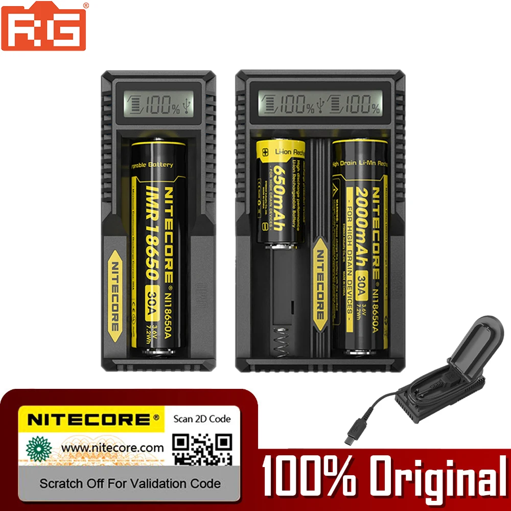 Nitecore UM10 UM20 умное зарядное устройство с ЖК дисплеем usb кабелем для зарядного
