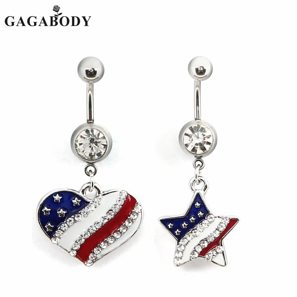 July 4th 1 шт. 316L кольцо из нержавеющей стали с американским флагом для пирсинга