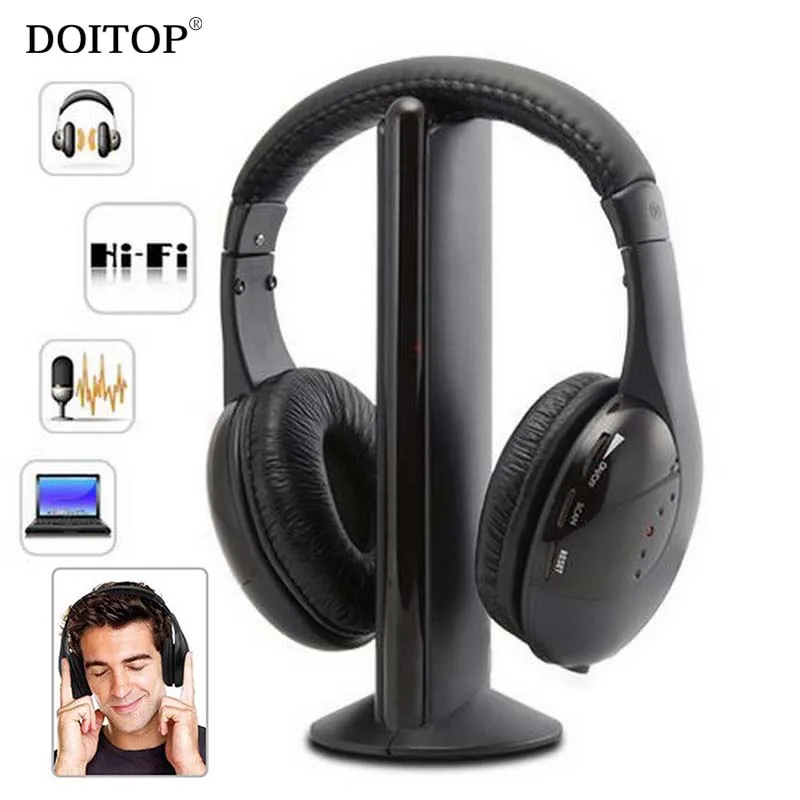 Беспроводные наушники DOITOP 5 в 1 Hi Fi проводные сетку мониторинг музыки fm радио