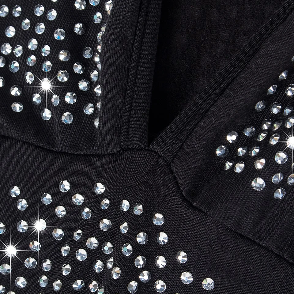 

Sedrinuo fashion black halter deep v neck sexy sleeveless rompers jumpsuit diamond decoration skinny bodycon jumpsuits for women