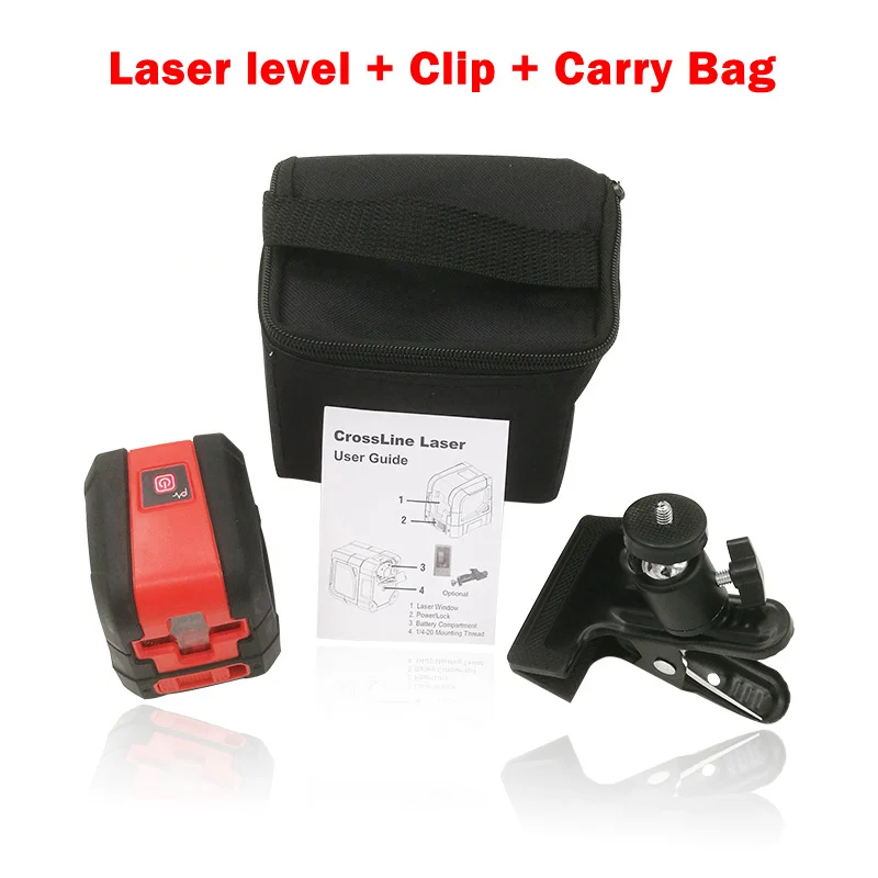 Laser level.Clip.Bag Мини-лазерный нивелир наливное два перекрестных лазерных нивелира красный зеленый светильник с регулируемым универсальным кронштейном - Цвет: Laser level.Clip.Bag
