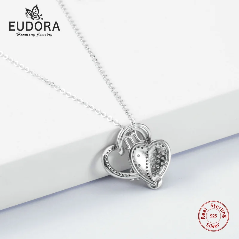 Серебряное женское ожерелье подарок на день матери подвеска в виде сердца 18