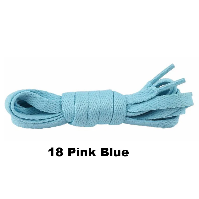 18 Pink Blue 1 пара плоских шнурков из полиэстера и хлопка, повседневные шнурки без воска,, 9 мм Широкие шнурки для спортивной обуви, 60 см/90 см/120 см/150 см - Цвет: 18 Pink Blue