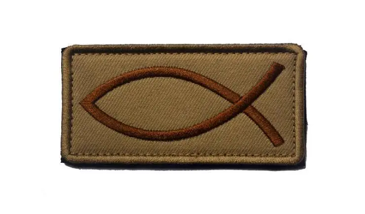 Вышитый Костюм, тканевые наклейки с изображением Иисуса Христа, рыбы, вышитый тканевый ярлык, армейская уличная тактическая одежда, нашивка с вышивкой - Цвет: A