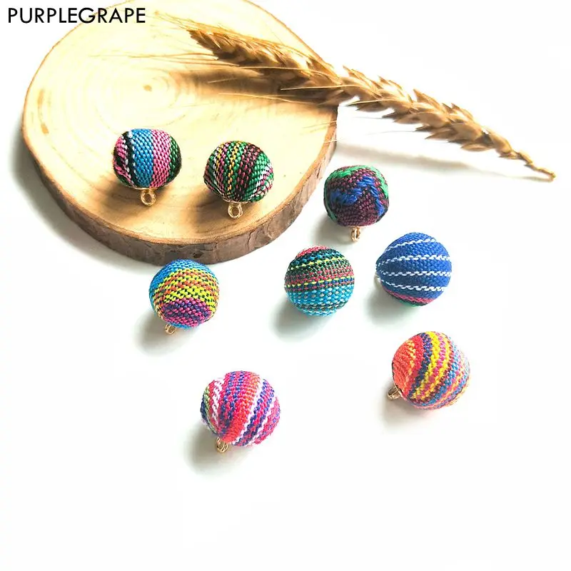 

Woven ball pendant DIY handmade earrings jewelry accessories European and American fashion multicolor 10pcs PURPLEGRAPE