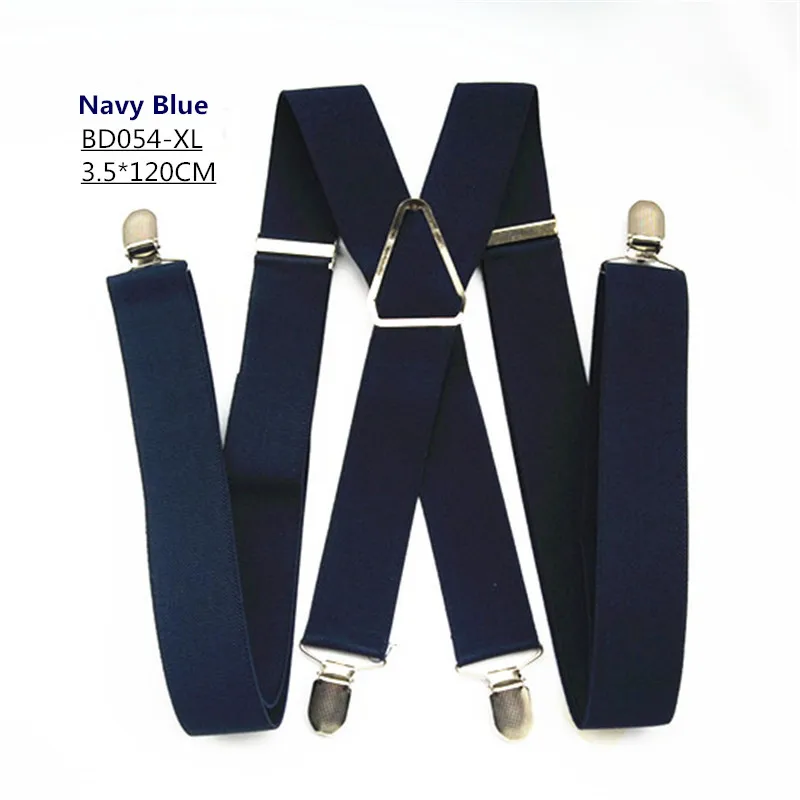 navy-120cm Vomint, одноцветные подтяжки унисекс для взрослых, мужские, XL, большой размер, 3,5, ширина, 4 зажимы подвески, регулируемые эластичные женские подтяжки X Back - Цвет: navy-120cm