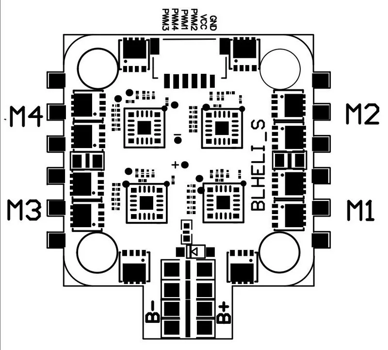 4 в 1 15A ESC 2 S-4 S BLHeli_S прошивка DShot600 20*20 мм расстояние отверстия электронный