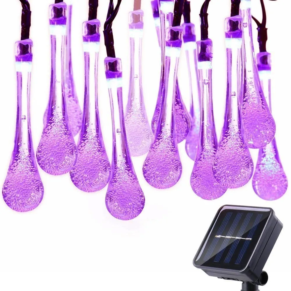Purple Binval, Декоративный Рождественский светильник на солнечной батарее, сказочный светильник в виде капли воды для улицы, дома, патио, газона, сада, вечерние, свадебные - Испускаемый цвет: Purple