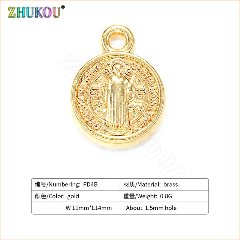 ZHUKOU 11x14 мм круглые верующие подвески из латуни с кубическим цирконием для