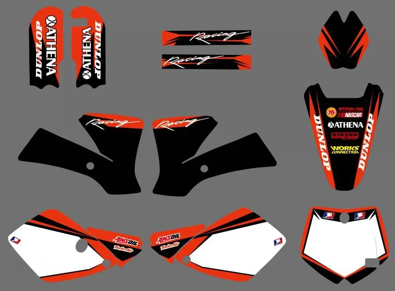 Новая команда мотоциклов графический фон наклейка и Набор стикеров для KTM SX 65 2002