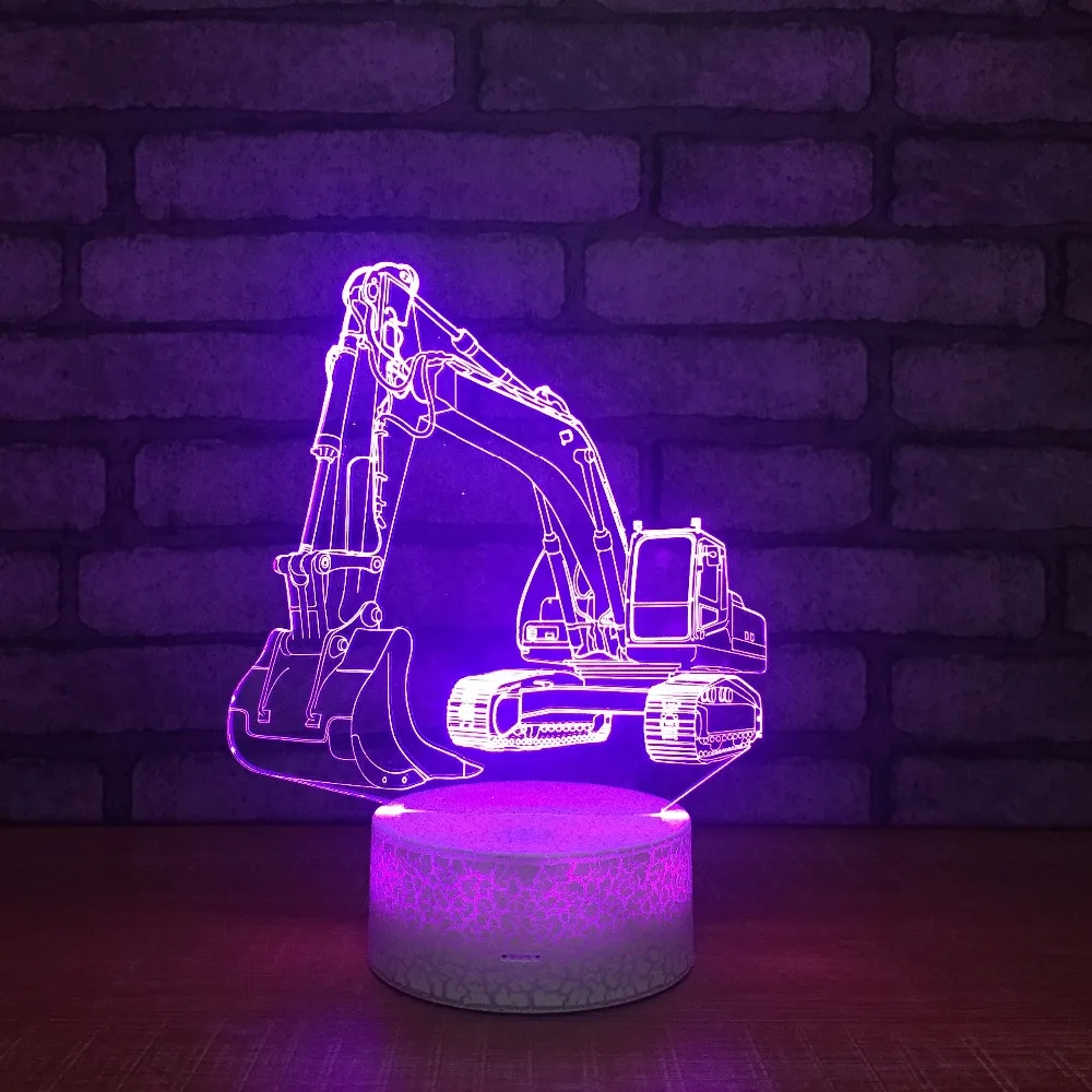

Excavator 3D Night Light 7 Color Changing Mood Acrylic Table Lamp Children Bedroom Decor Creative Gift