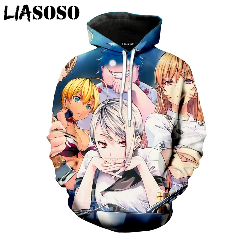 LIASOSO зимний модный Мужской Женский свитшот с 3D принтом аниме Shokugeki no Soma толстовка