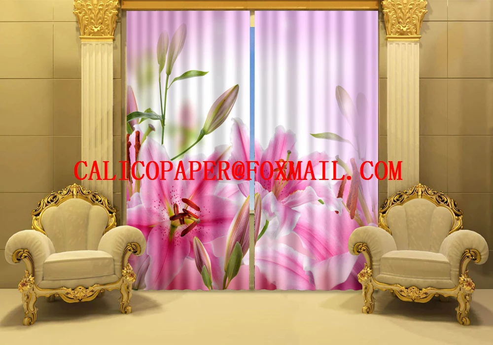 Лилия 3 d фото печать занавеска 100% Затенение|printed curtains|photo print curtainscurtains curtain |
