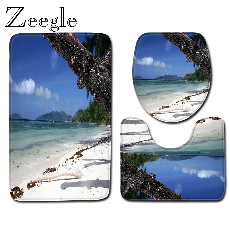 Zeegle 3D платья 3 шт. Ванная комната коврик анти скольжения мат душ туалет для ванной