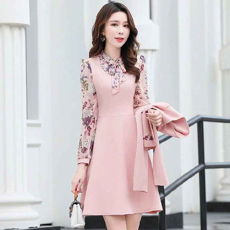 Autumn small fragrant fashion suit 2018 spring and autumn wear new Korean version temperament long dress female Two Piece | Женская