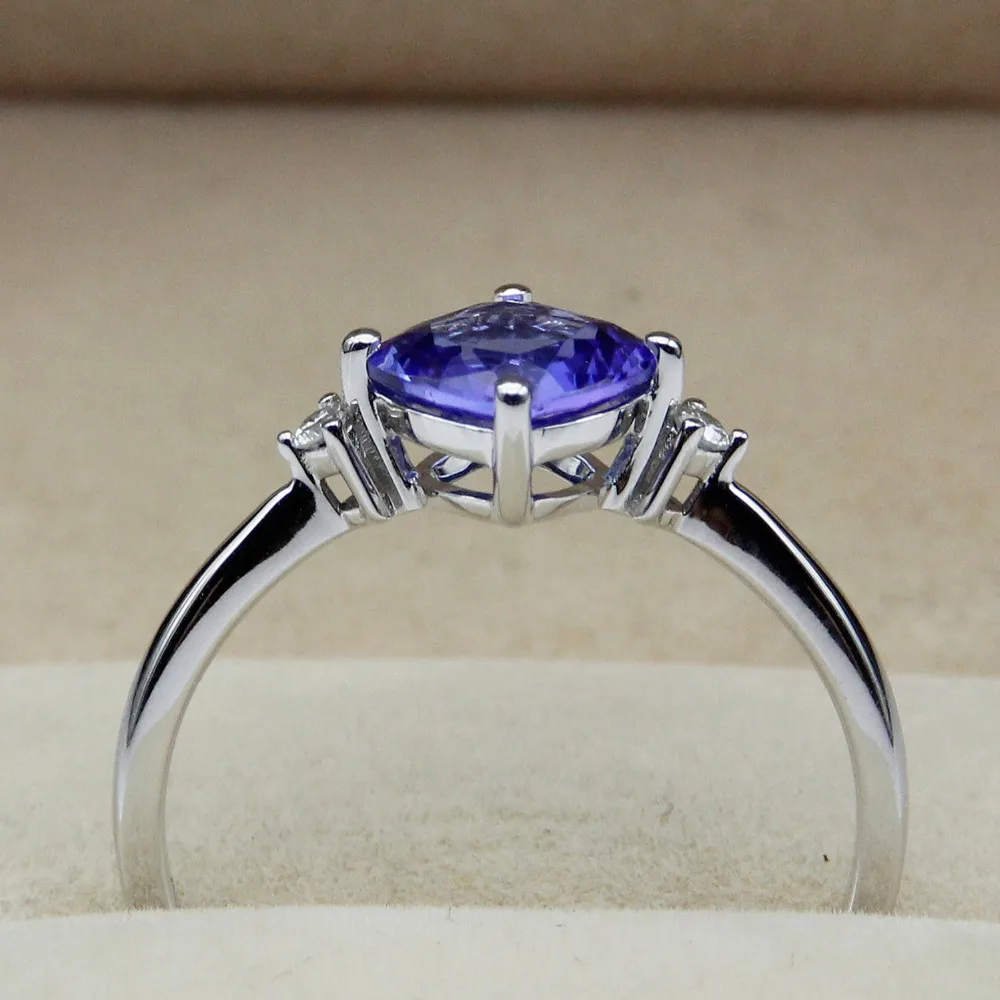 LASAMERO Подушка 1.69CT Сертифицированный натуральный драгоценный камень танзанит кольцо акценты 18 к белое золото обручальное свадебное кольцо