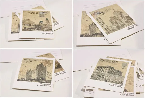 40pcs/lot &quotvintage World landscape greeting cards&quot Christmas birthday message Thank you gift cards YH-1076 | Дом и сад